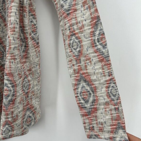 Lucky Brand Aztec Open Front Cardigan Gray Woven Southwestern Boho Size M - Picture 4 of 10